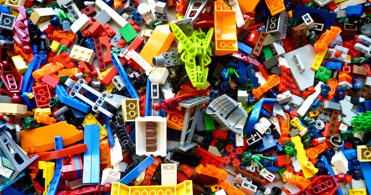 jumbled lego blocks
