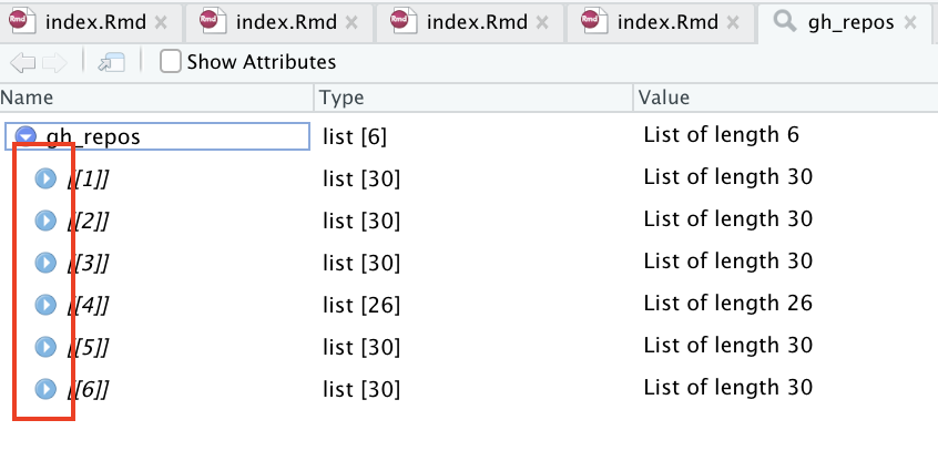 After clicking on the magnifying glass, a viewer window will open. The red rectangle shows the blue dropdown boxes for further inspection of the lists.