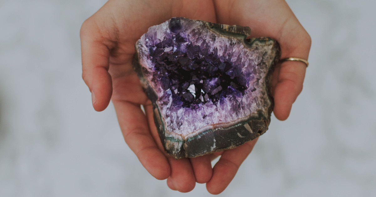 broken stone revealing jeweled interior